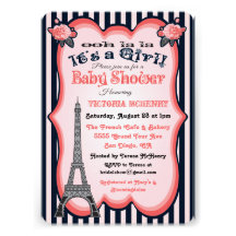 Paris theme Baby Shower Invitations