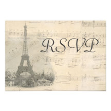 Paris Vintage Music Wedding RSVP Card