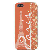 Paris; Vintage Orange Retro Star Pattern iPhone 5 Covers