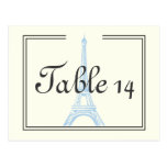 Paris wedding blue Eiffel Tower ivory table number Postcard