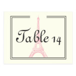 Paris wedding pink Eiffel Tower ivory table number Post Card