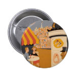 Parisian Cafe Travel Poster Round Button