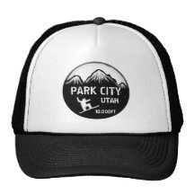 Park City Utah black white snowboard art hat