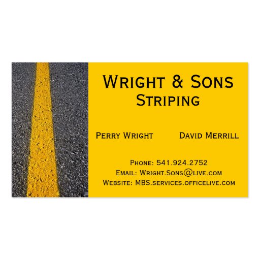 Parking Lot Striping Business Card