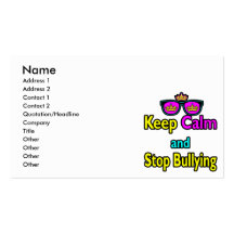 Parody Hipster  Keep Calm And Stop Bullying Business Card