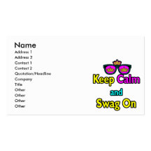 Parody Hipster  Keep Calm And Swag On Business Card