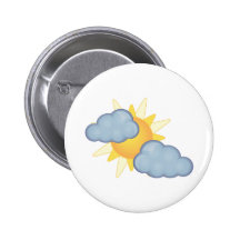 partly cloudy pinback button