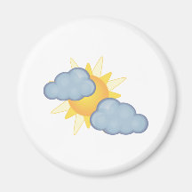 partly cloudy refrigerator magnet