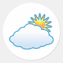 partly cloudy round stickers