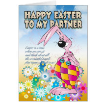 Partner Easter Card - Easter Bunny Flowers