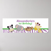 Party Animals Custom Birthday Banner Poster Print