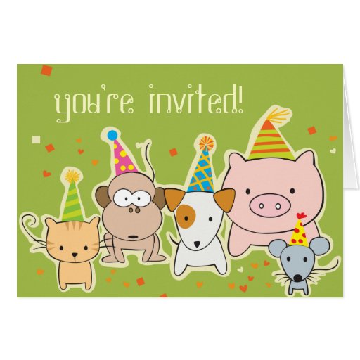 party animals -- you’re invited! greeting card