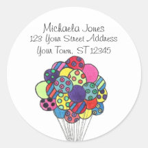 Party Balloons Labels Round Sticker