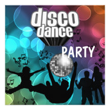 Party Disco Dance Retro Blue Bubbles Personalized Invites