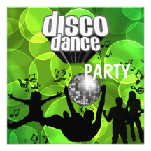 Party Disco Dance Retro Lime Bubbles Personalized Invitations
