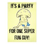 party for one super fun guy (fungi) personalised announcement
