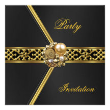 Party Invitation All Occasions Black Velvet Gold
