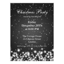 Party Invitation Black Elegant Winter Sparkle