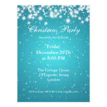Party Invitation Blue Elegant Sparkle Custom