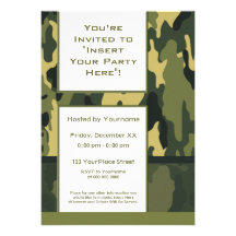 Party Invitation: Green Military Camouflage