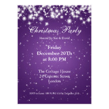 Party Invitation Purple  Elegant Sparkle Custom