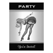 Party Invite Black & White Style Pin-Up Girl 19