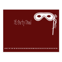 Party Mask Invites Post Cards