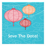 Party Paper Lanterns Square Save The Date Cards Custom Invite