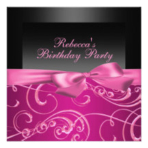 Party Pink Swirls Birthday Invitation