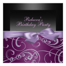 Party Purple Swirls Birthday Invitation