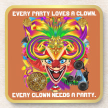 Party Theme 2 Designs Clown Jester  Pick one Beverage Coaster