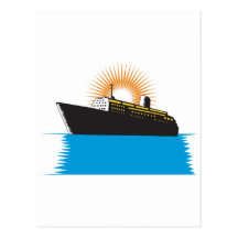 Passenger Ship Cargo Boat Retro Postcards
