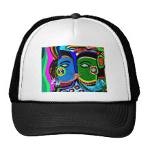 Passionate Kiss - Vintage India Cave Art Style Trucker Hats
