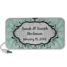 pastel aqua and cream fleur elegant damask travel speaker