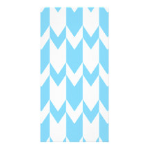 Pastel Blue and White Chevron Pattern. Photo Card Template