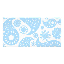 Pastel Blue Paisley Design. Photo Card Template
