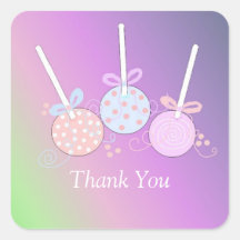 Pastel Cake Pop Thank You Stickers