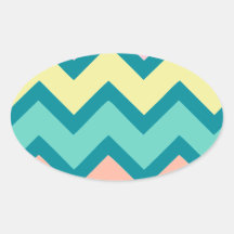 Pastel Chevron Oval Stickers