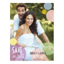 Pastel Color Bubbles Photo Save the Date Postcards
