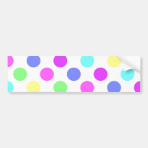 Pastel Colors Polka Dots Bumper Stickers