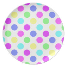 Pastel Colors Polka Dots Dinner Plates