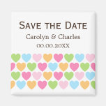 Pastel coloured candy hearts Save the Date magnet