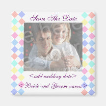 Pastel Diamonds Save The Date Photo Magnet