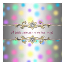 Pastel Dots Princeess Baby Shower Invitations