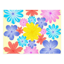 pastel flowers postcard