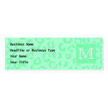 Pastel Green Leopard Print Custom Monogram. Business Card