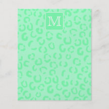 Pastel Green Leopard Print Custom Monogram. Full Color Flyer