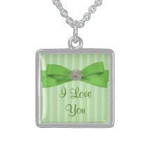 Pastel Green Stripes Elegance Custom Necklace