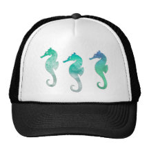 Pastel Green Watercolor Seahorses Trucker Hat