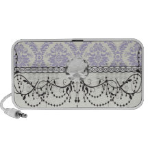 pastel lavender and cream ecru ivory lovely damask iPod speakers